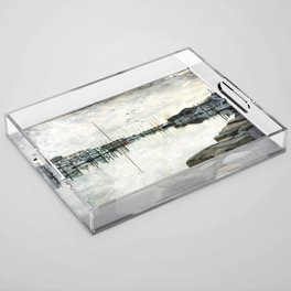 Rustic Harbor Sailboat Illustration Acrylic Tray