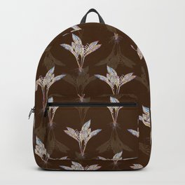 Floral Mosaic Lily of the Valley Botanical Pattern on Deep Oak Backpack | Flowers, Floral, Florals, Spring, Geometric, Stainedglass, Crystal, Botanical, Rainbow, Plant 