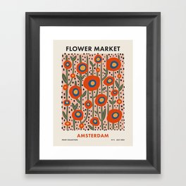 Flower Market Amsterdam, Abstract Modern Floral Print Framed Art Print