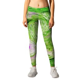 The Starry Night - La Nuit étoilée oil-on-canvas post-impressionist landscape masterpiece painting in alternate light green and fuchsia purple by Vincent van Gogh Leggings