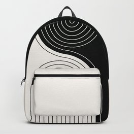 Geometric Lines in Black and Beige 22 (Rainbow and Lines Abstraction) Backpack | Midcentury, Arch, Boho, Abstraction, Minimalist, Mid Century, Black, Graphicdesign, Rainbow, Beige 