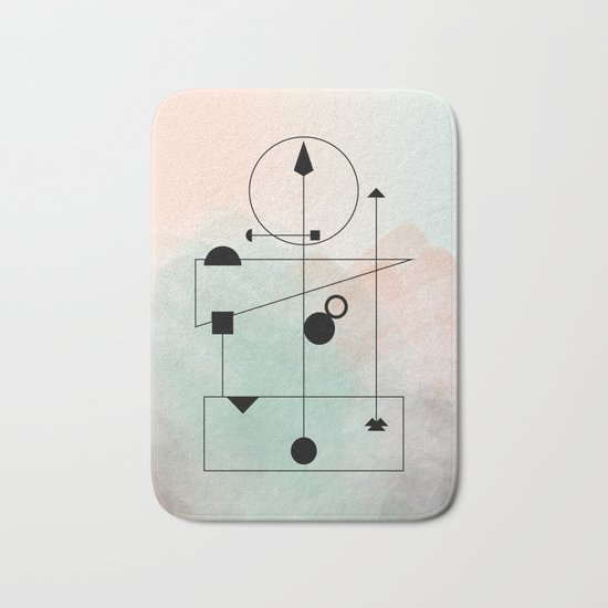 Geometric Scandinavian Design Pastel Colors Bath Mat