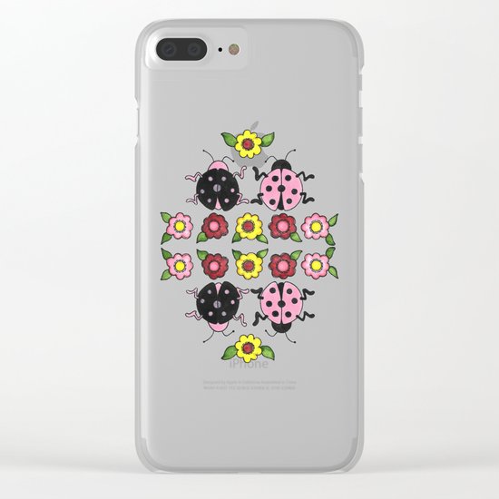 Ladybugs in Pink & Black Clear iPhone Case