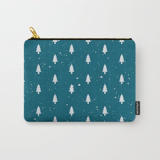 Christmas Trees Pattern Teal Carry-All Pouch