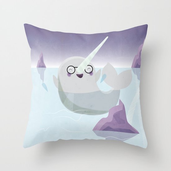 Norman the Near-Sighted Narwhal Throw Pillow