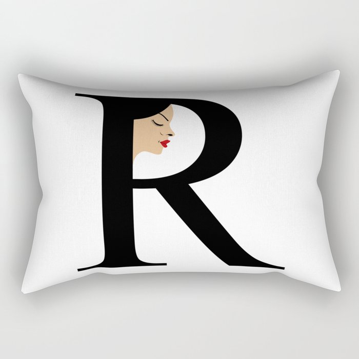 Letter R with face of women Rectangular Pillow