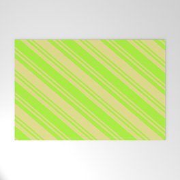 [ Thumbnail: Light Green and Tan Colored Striped/Lined Pattern Welcome Mat ]