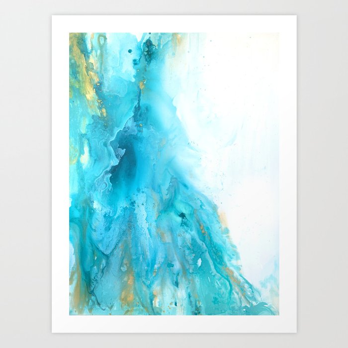 Abstract in Blue and Gold Art Print