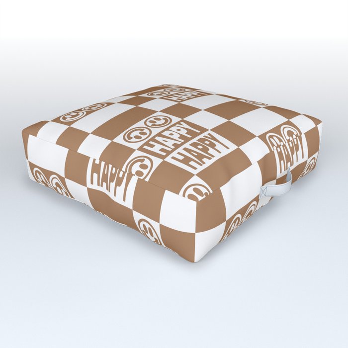 HAPPY Checkerboard (Milk Chocolate Brown Color) Outdoor Floor Cushion