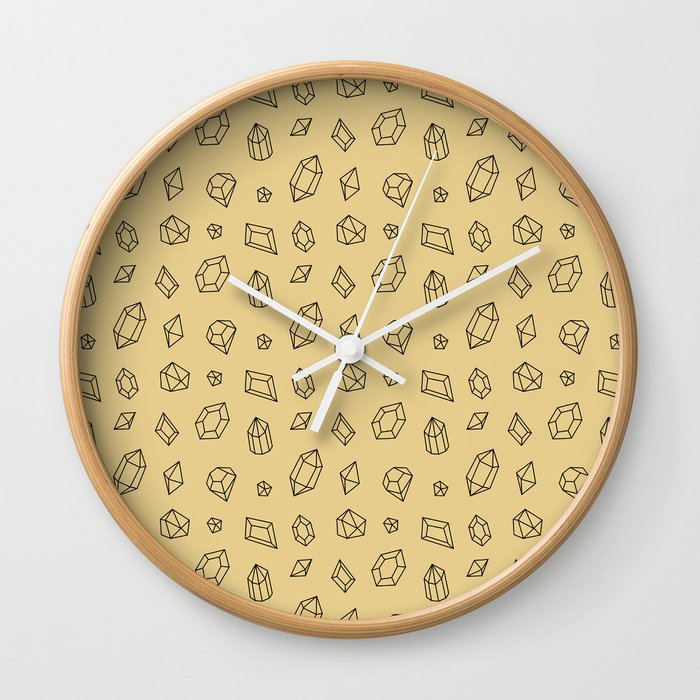 Tan and Black Gems Pattern Wall Clock