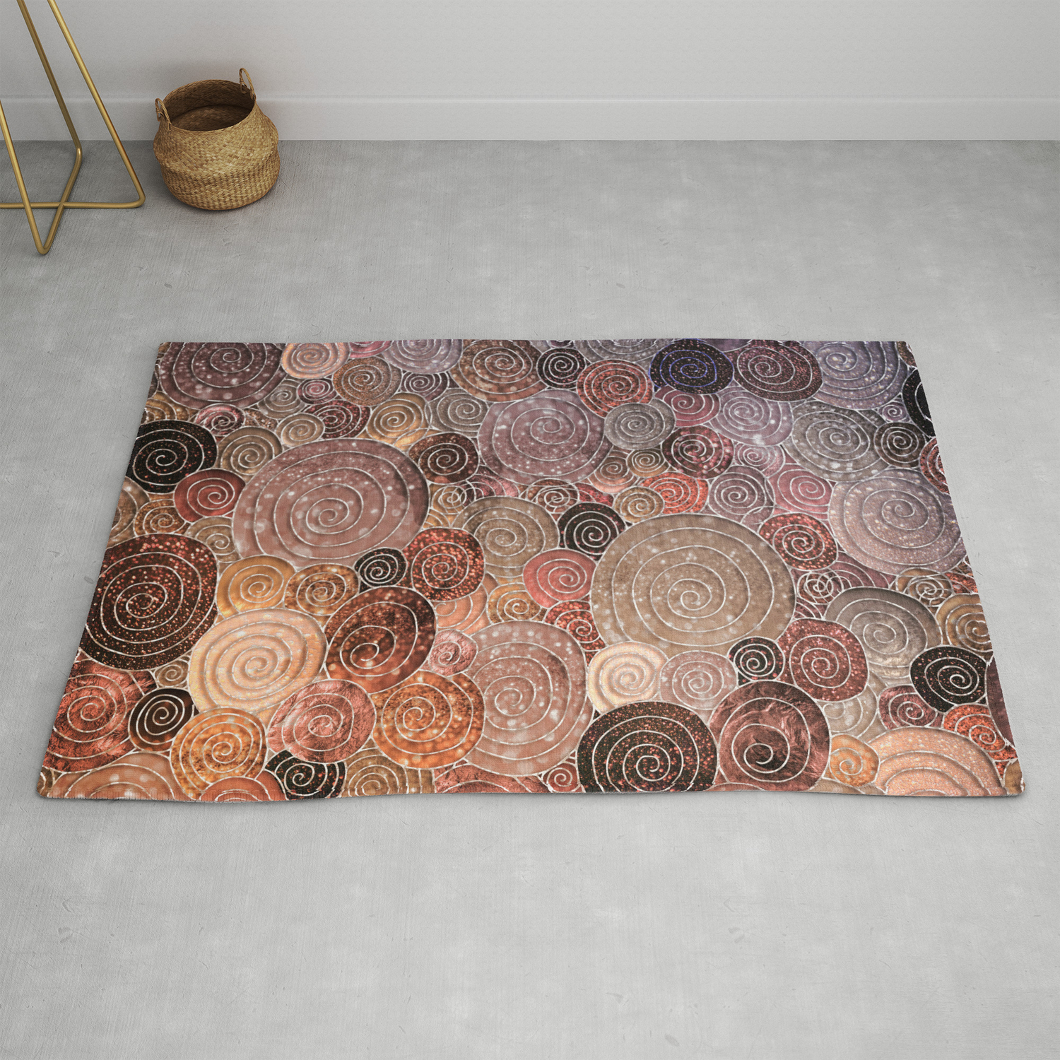 Abstract Brown Glamour Glitter Circles And Dots For Girls And Ladies Rug By Betterhome Society6