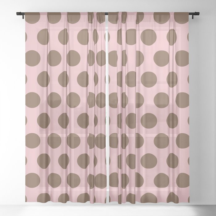 Pink And Brown Polka Dots 471 Sheer Curtain By Tonymagner Society6