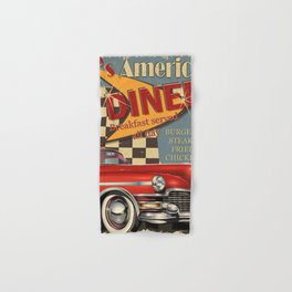 American Diner vintage poster. Hand & Bath Towel