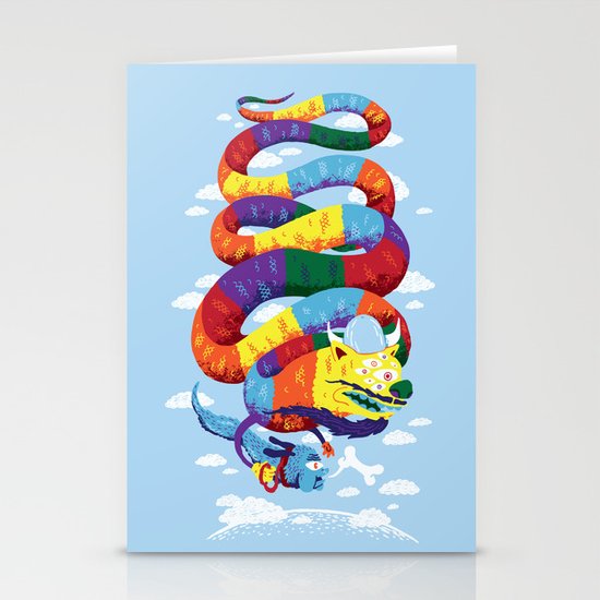 Stan, the Forgotten Luckdragon, and His Italian Skydog Skeletori Stationery Cards