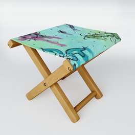 Hand Painted Watercolor Abstract Colorful Bugs Folding Stool