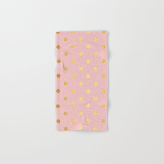Gold polka dots on rosegold backround - Luxury pink pattern Hand & Bath Towel