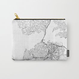 Auckland White Map Carry-All Pouch | City, Graphicdesign, Auckland, Pattern, Drawing, Modern, Black And White, Map, Graphic, Illustration 