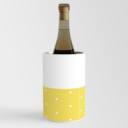 White Polka Dots Lace Horizontal Split on Sunshine Yellow Wine Chiller