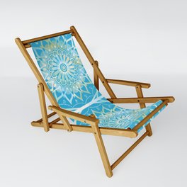 Turquoise Snow Flower Mandala Sling Chair