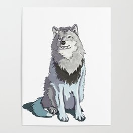 Wolf Queen with White Fur Poster