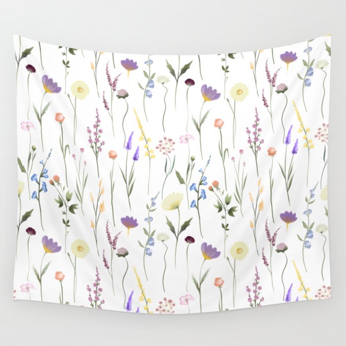 Pretty Wildflowers Floral Pattern Wall Tapestry