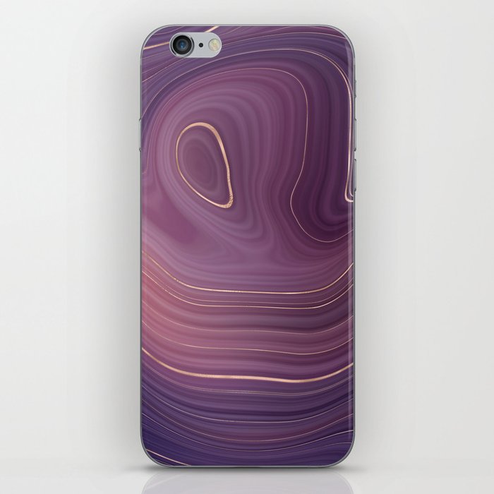 Violet Purple Rose Gold Agate Geode Luxury iPhone Skin