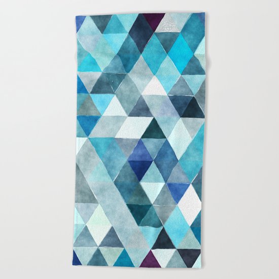 Retro Triangles Pattern 01 Beach Towel