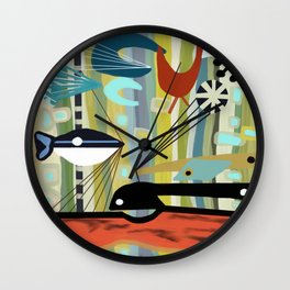 Mid Century Modern Fish Art Wall Clock