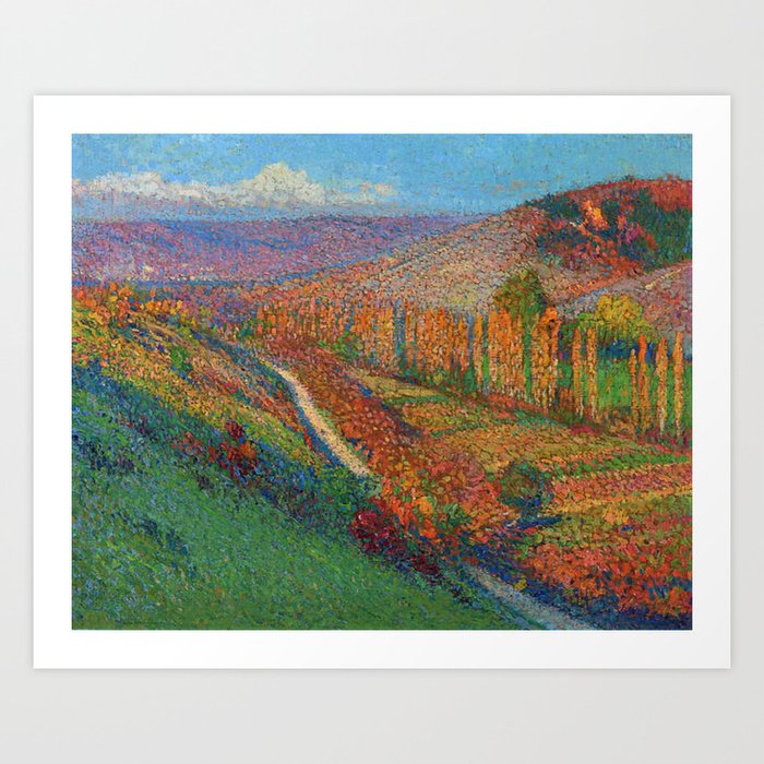 Green Valley with Autumn Foliage and Stream by Henri Jean Guillaume Martin Art Print