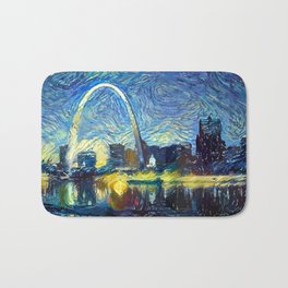 Starry St. Louis Night Bath Mat | Stl, Digital, Skyline, Night, Van, 636, 314, Vincent, Saintlouis, Arch 