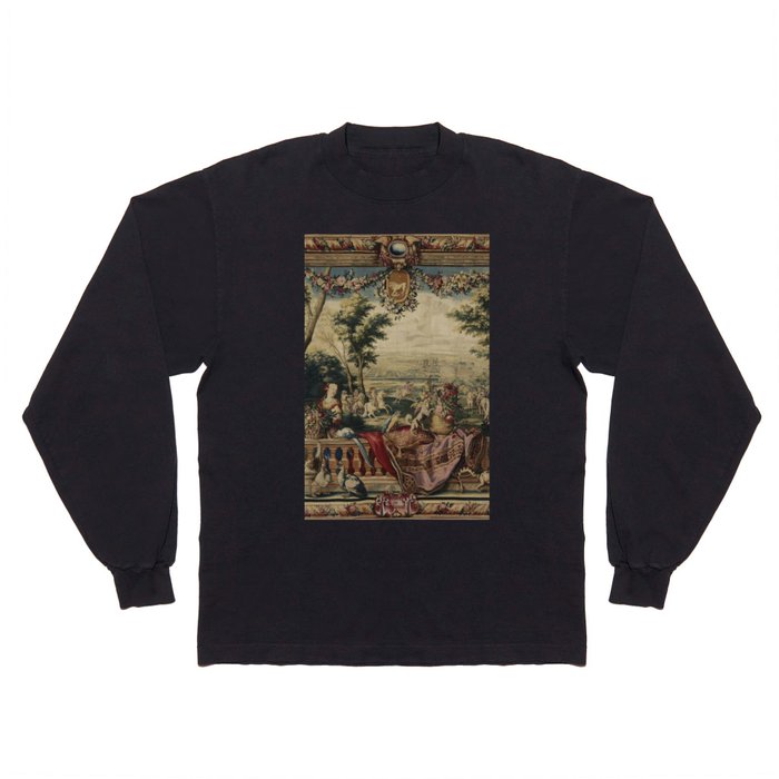 Antique 17th Century 'July' Louis XIV French Chateau Tapestry Long Sleeve T Shirt