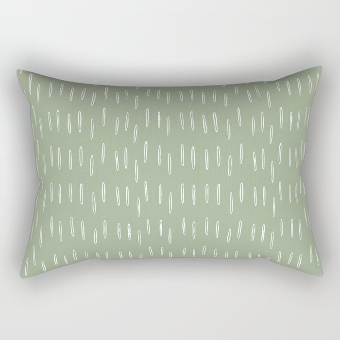 Raindrop Boho Abstract Pattern, Sage Green Rectangular Pillow