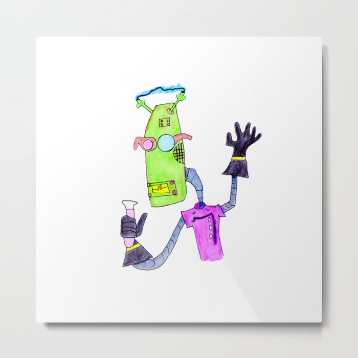 MadBot Scientist Metal Print