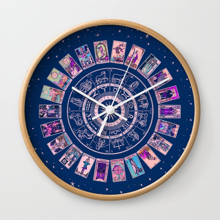 Major Arcana & Wheel of the Zodiac | Pastel Goth Wall Clock