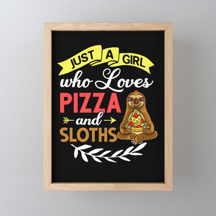Sloth Eating Pizza Delivery Pizzeria Italian Framed Mini Art Print