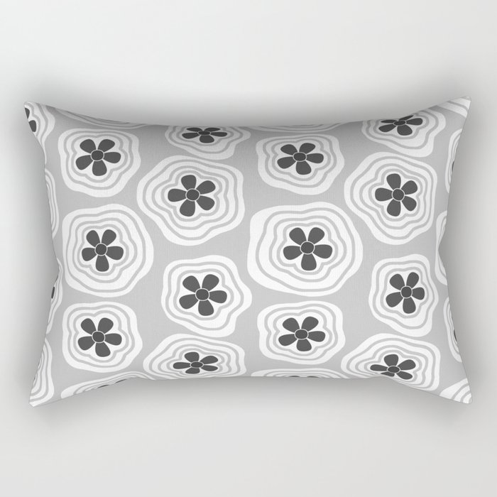 Y2K Flower Power // Grayscale Rectangular Pillow