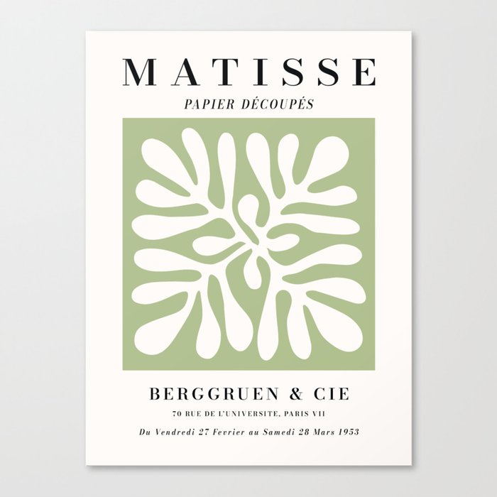 Henri Matisse Green Paper Cut Outs Exhibition Canvas Print