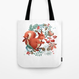 Cute Squirrel in Flowers Nature Lover Gift Tote Bag