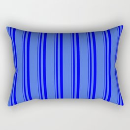 [ Thumbnail: Blue and Royal Blue Colored Stripes Pattern Rectangular Pillow ]