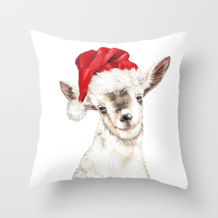 Oh My Christmas Goat Throw Pillow