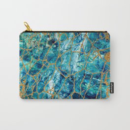 Beautiful luxury texture of blue marble with gold. Carry-All Pouch