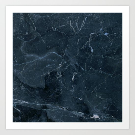 Dark blue marble texture Art Print