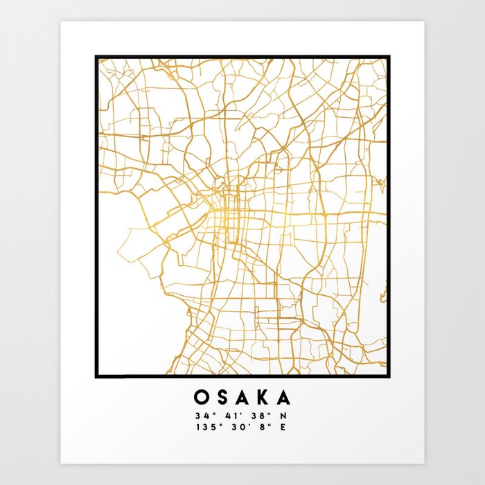 OSAKA JAPAN CITY STREET MAP ART Art Print