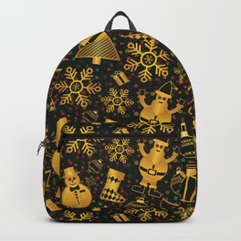 Golden Xmas Backpack | Graphicdesign, Xmas, Digital, Acrylic, Goldenchristmas, Goldentree, Santa, Pattern, Christmastree, December 