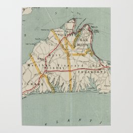 Vintage Map of Martha's Vineyard (1917) Poster