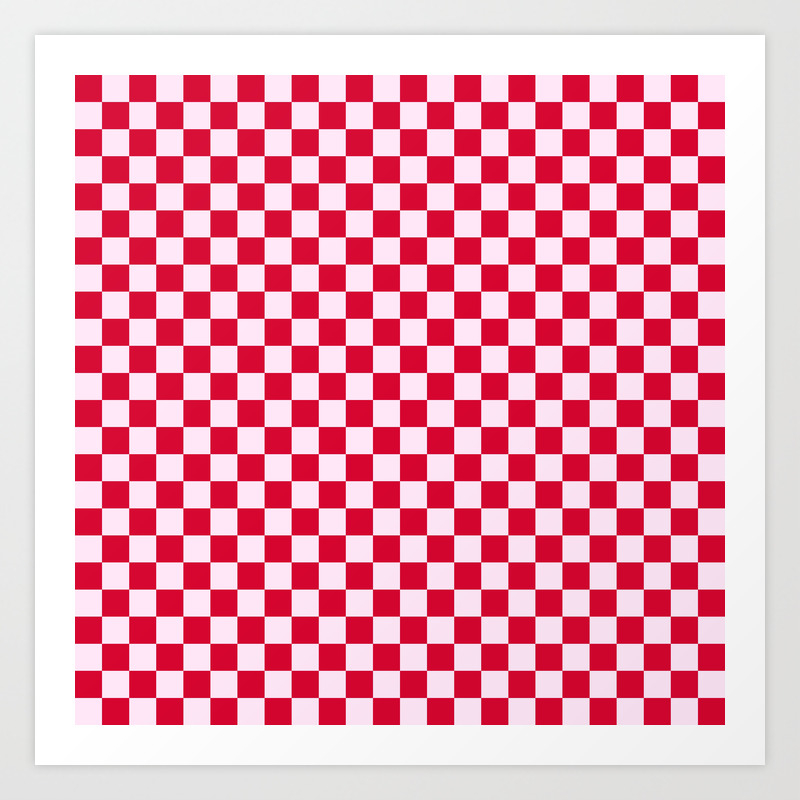Baby Light Pink Checkered And Red Aesthetic Cute Plaid Background Pattern  Art Print by Simone Connection | Society6