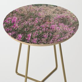 Dutch Heather field - Nature in the Netherlands - Posbank, Veluwe - Purple flower image Side Table