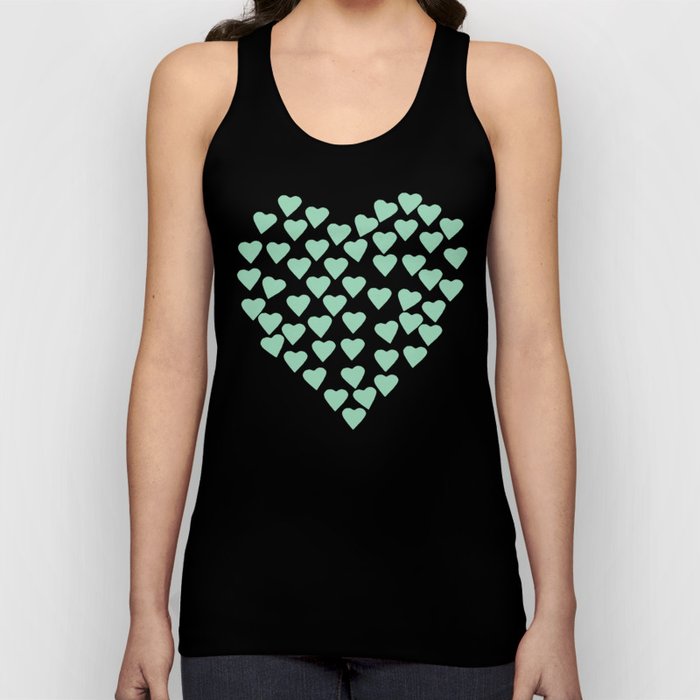 Hearts Heart White on Mint Tank Top