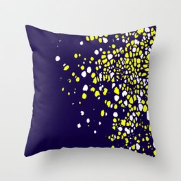 Tiny Bubbles in Navy Blue with White and Yellow Throw Pillow