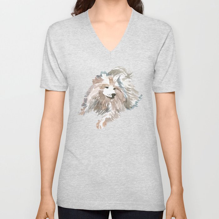 watercolor dog vol 14 samoyed V Neck T Shirt
